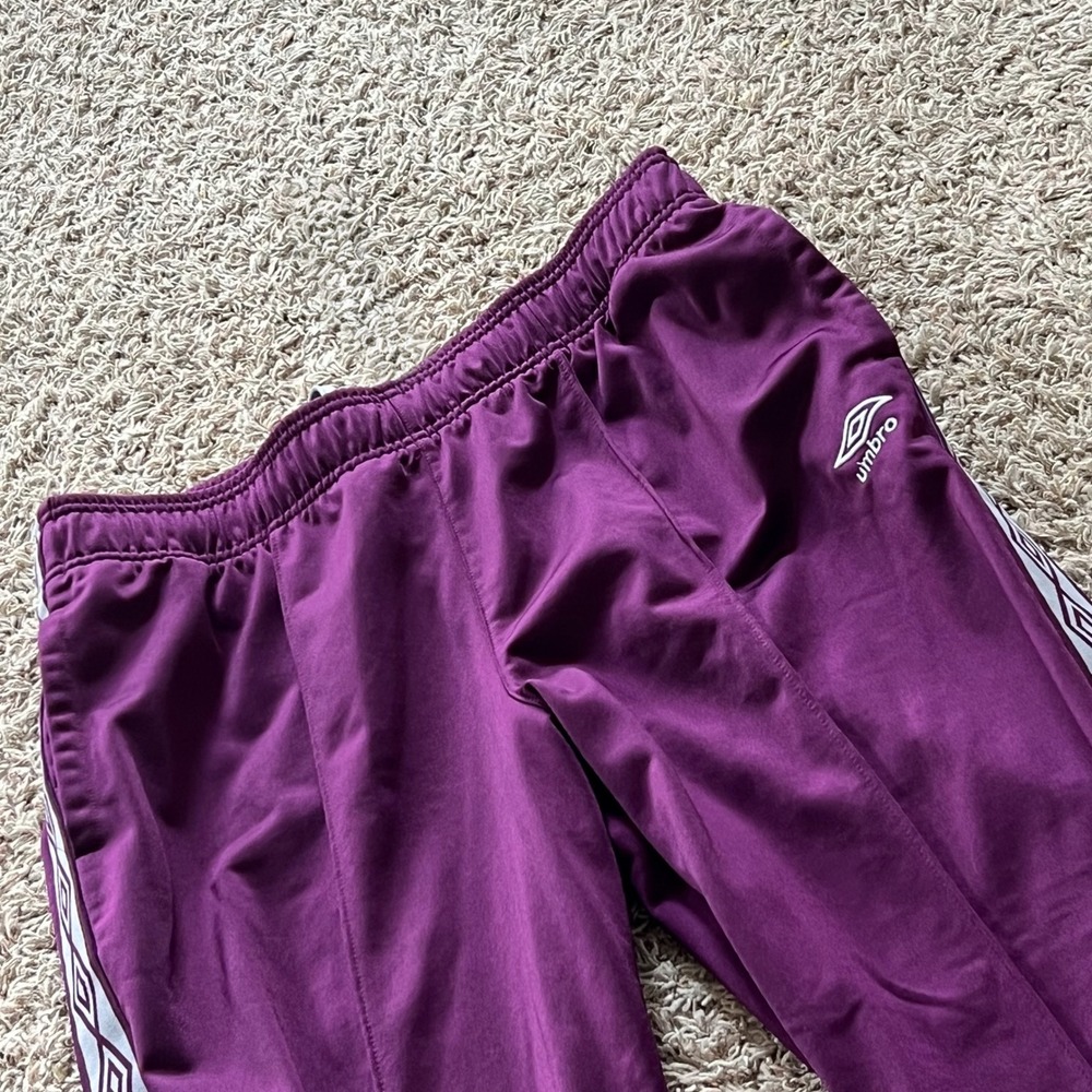 Umbro Purple Track Pants Side Logo Tape Zipper Cuffs Women's XL‎ Joggers Soccer